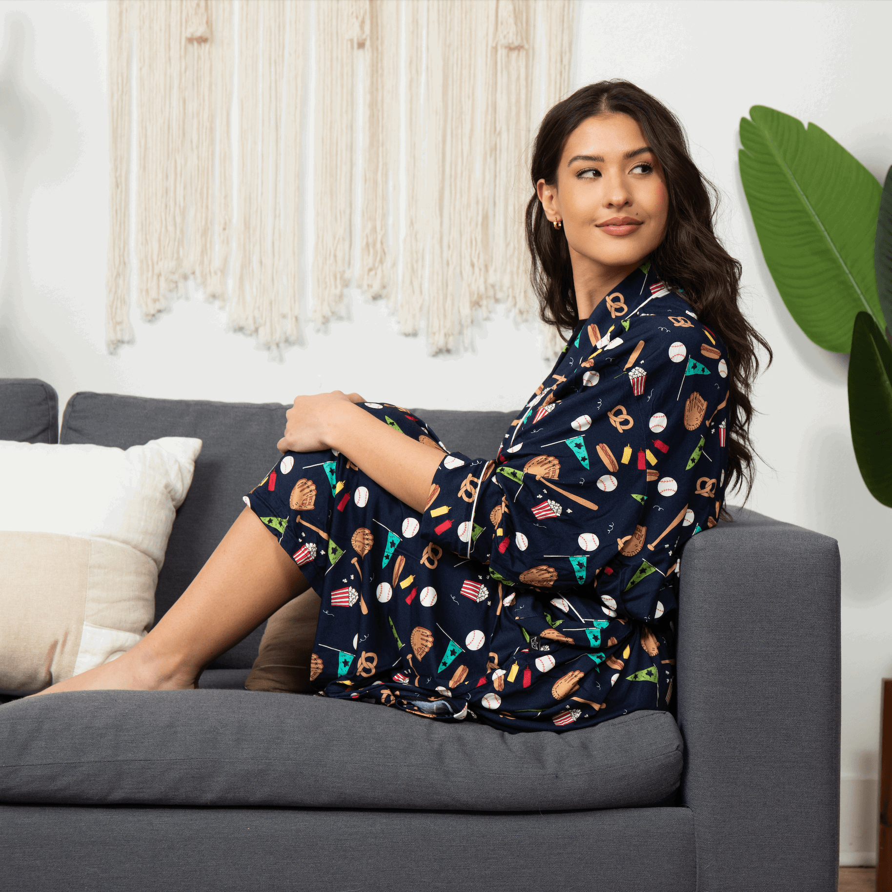 Baseball Women's Bamboo Robe - Peregrine Kidswear - Mom Robe - S/M