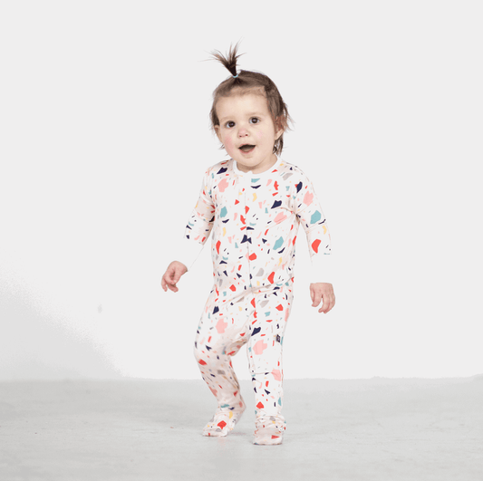 Terrazzo Bamboo Footed Sleeper - Peregrine Kidswear - Footed Sleepers - 0-3M