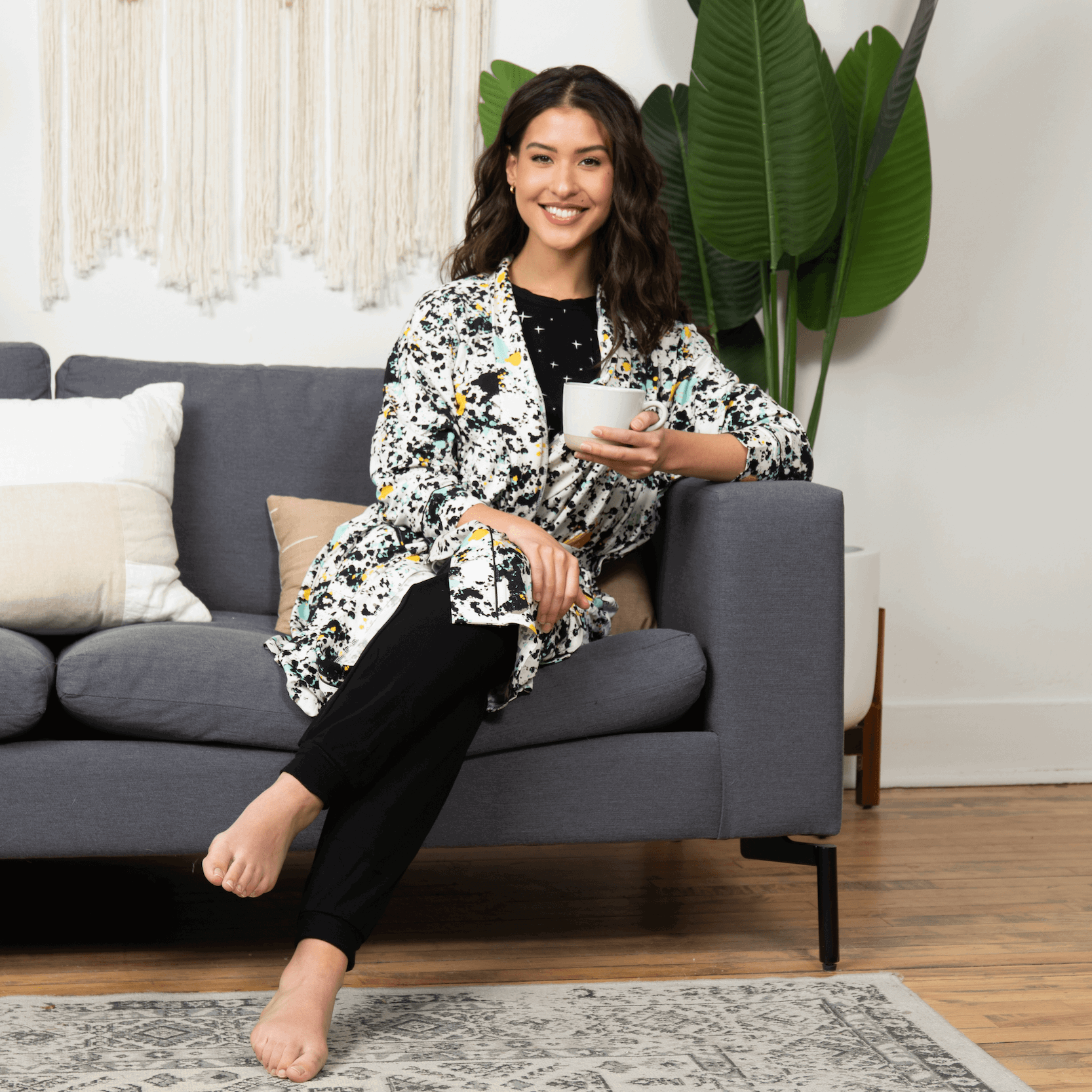 Women's Bamboo Sweatshirt - Black Stars - Peregrine Kidswear - Small